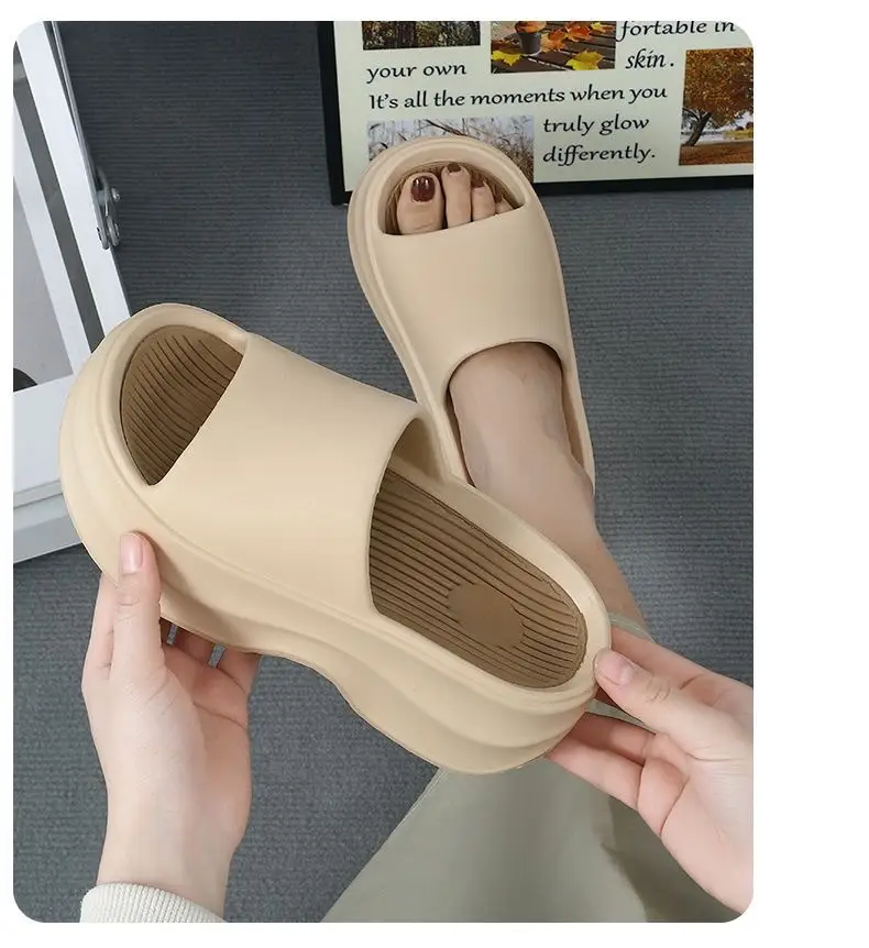 2024 New High Heel Thick Bottom Shit Feeling Slippers Women's Outdoor Wear Fashionable Summer Wedge Slippers Cross-border Trendy — feature 6