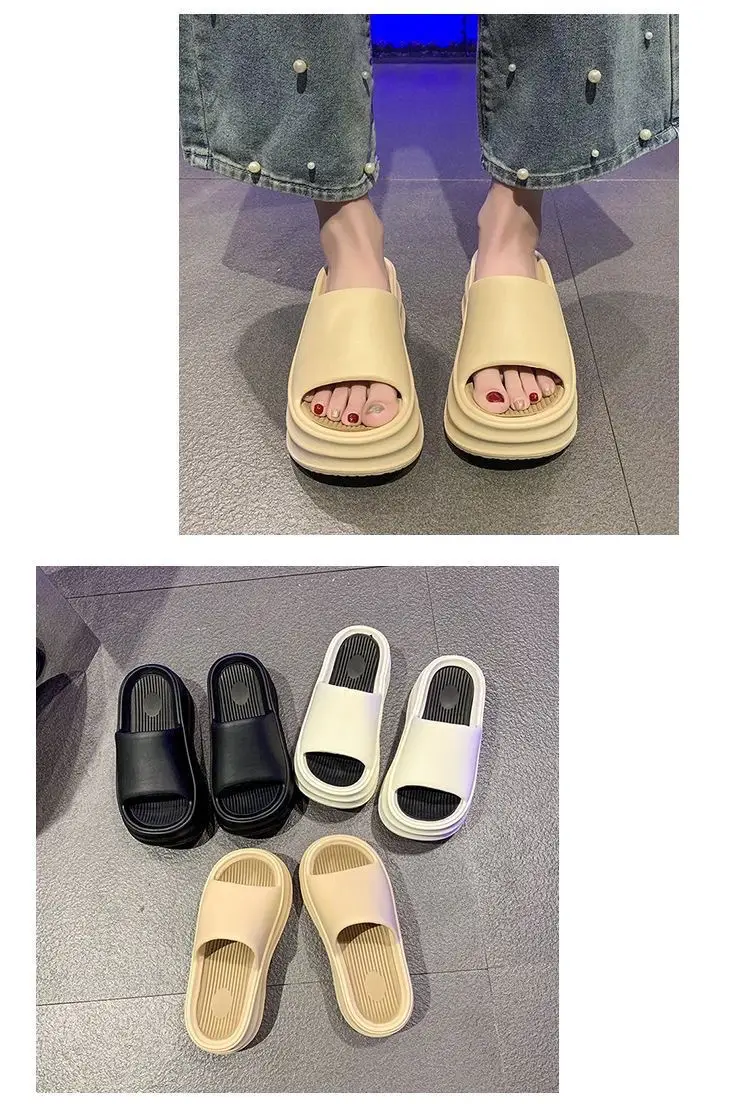 2024 New High Heel Thick Bottom Shit Feeling Slippers Women's Outdoor Wear Fashionable Summer Wedge Slippers Cross-border Trendy — feature 9