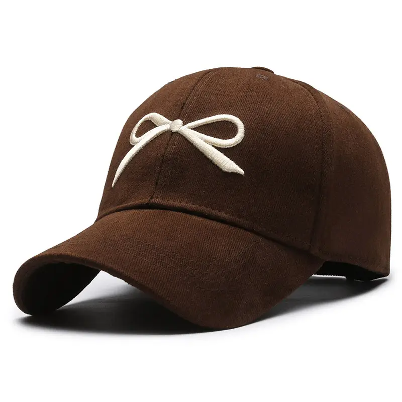 Korean Dongdaemun Embroidered Bow Baseball Cap Black