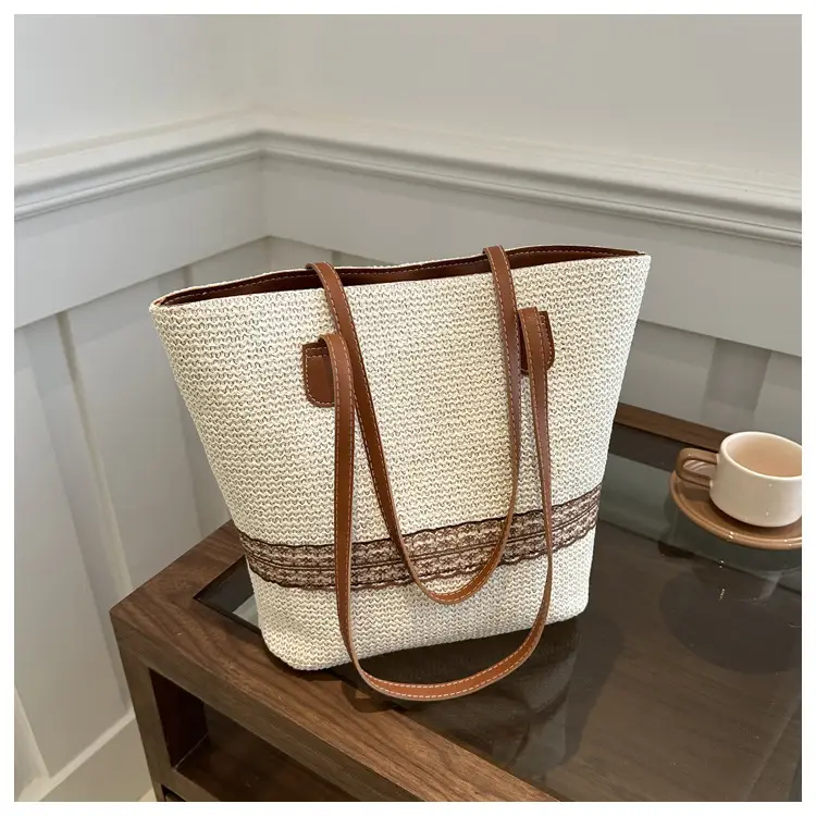 Women Straw Shoulder Bag Summer Casual Pastoral Style - Image 3