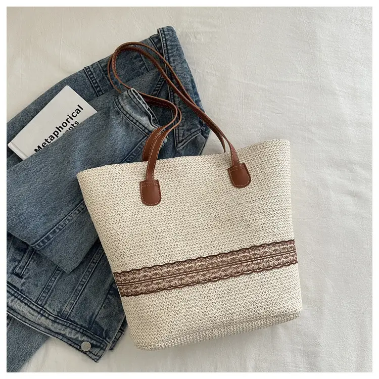 Women Straw Shoulder Bag Summer Casual Pastoral Style - Image 2