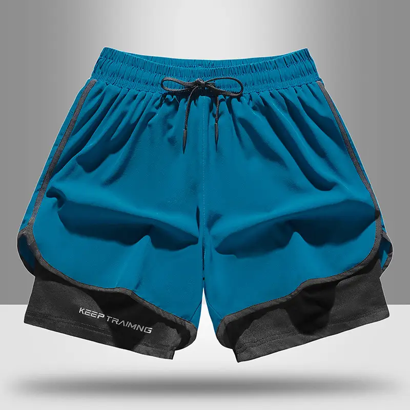 Men's Blue Drawstring Sports Shorts Quick Dry - Image 7