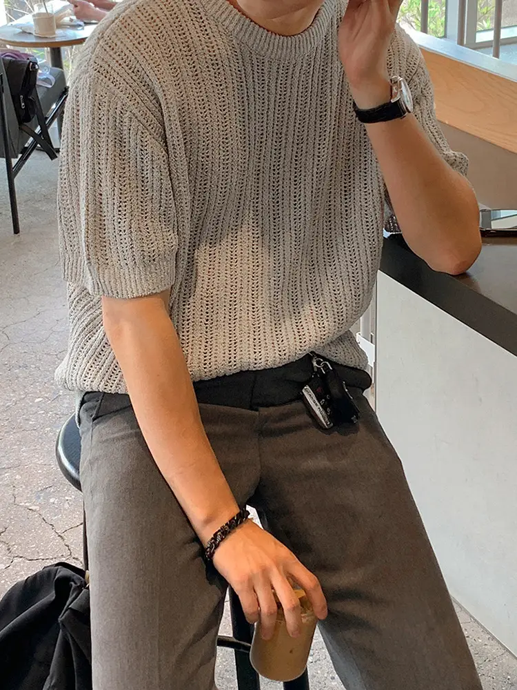 Men's Heavy Cotton Short Sleeve T-Shirt Brown - Image 5