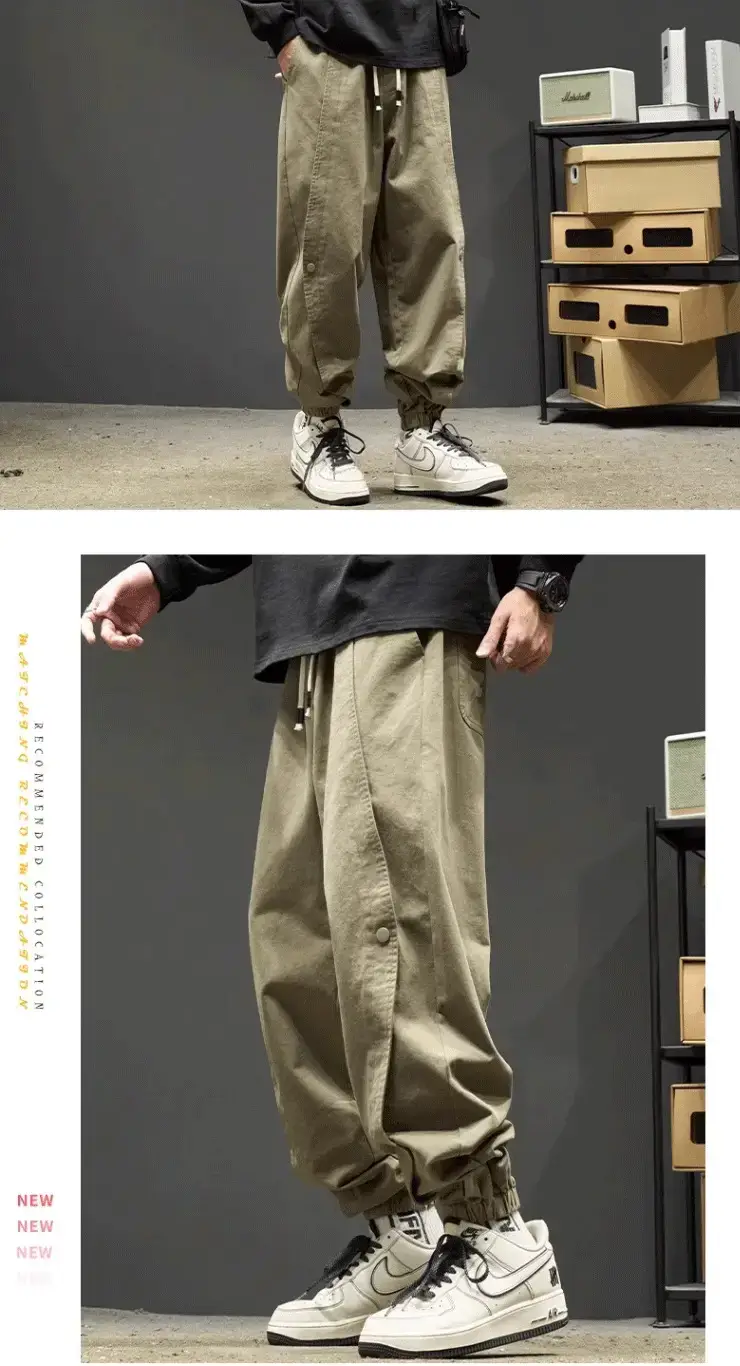 Men's Black Cotton Jogger Pants with Drawstring Waist — feature 2