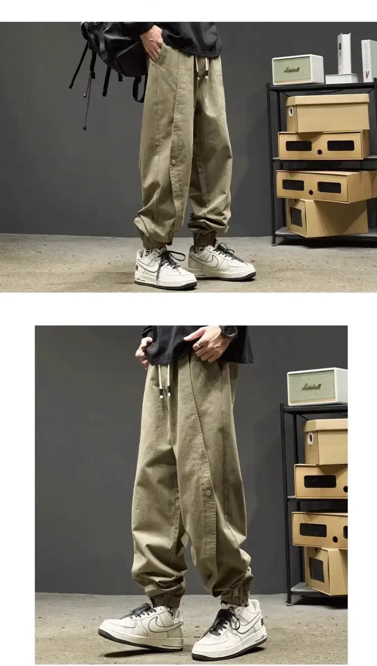 Men's Black Cotton Jogger Pants with Drawstring Waist — feature 3