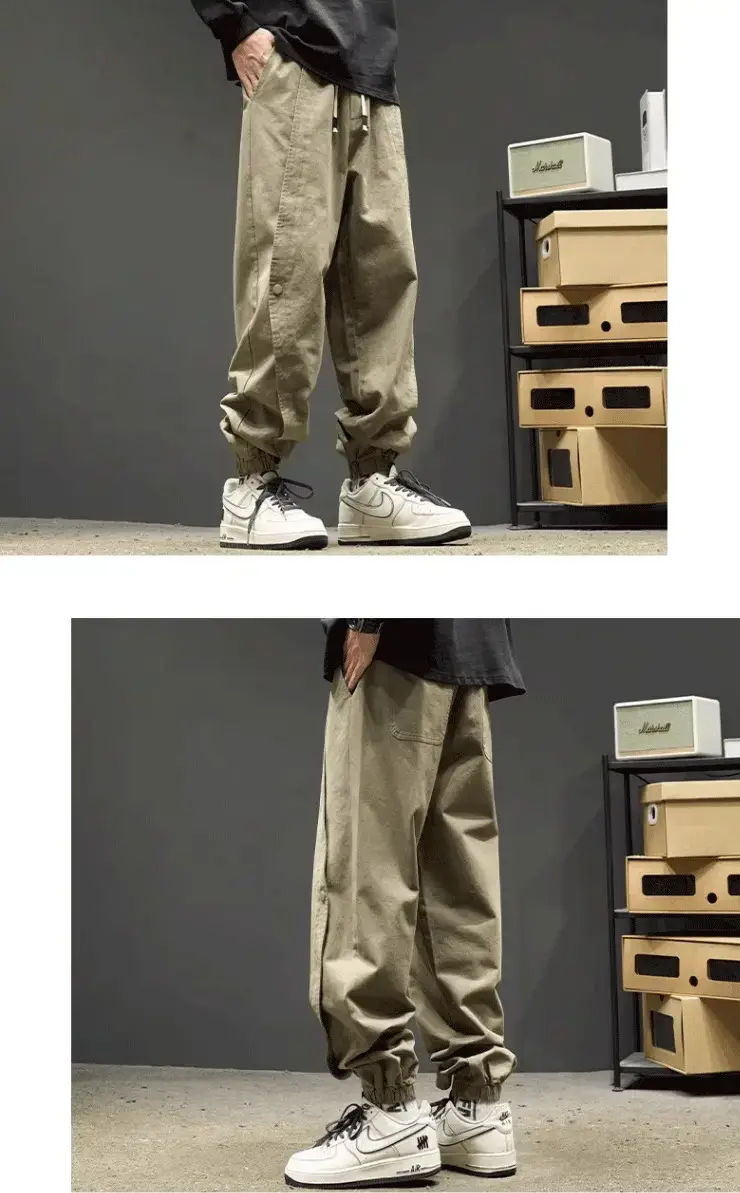 Men's Black Cotton Jogger Pants with Drawstring Waist — feature 4