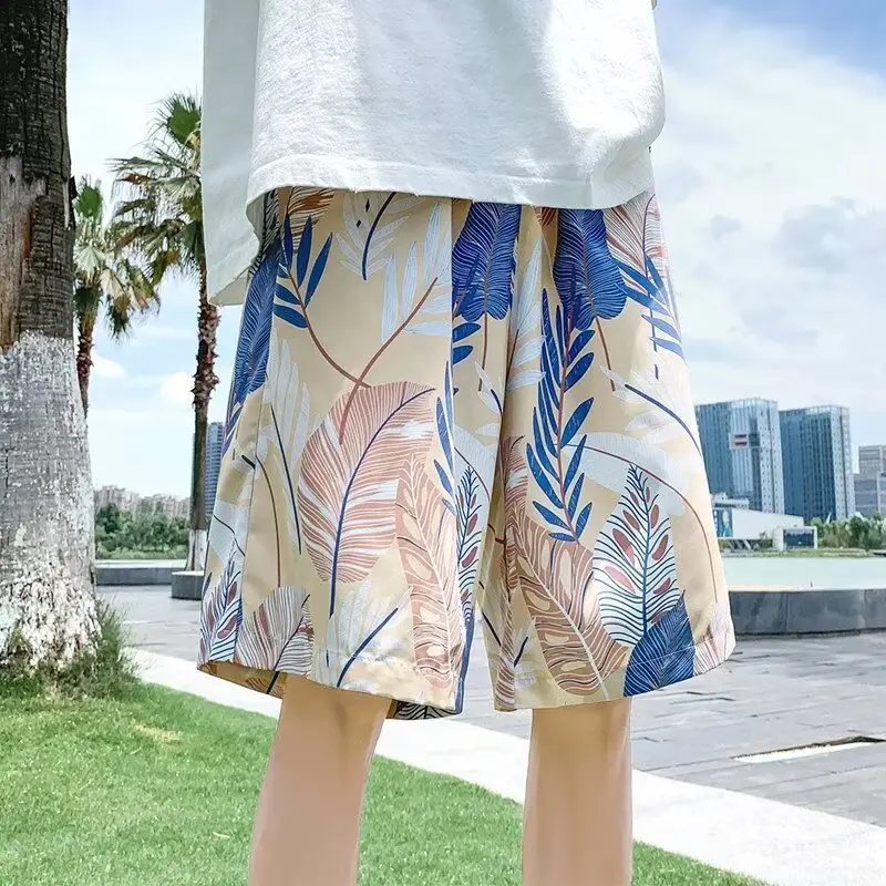 Men Summer Ice Silk Floral Shorts Loose Fit — feature 10