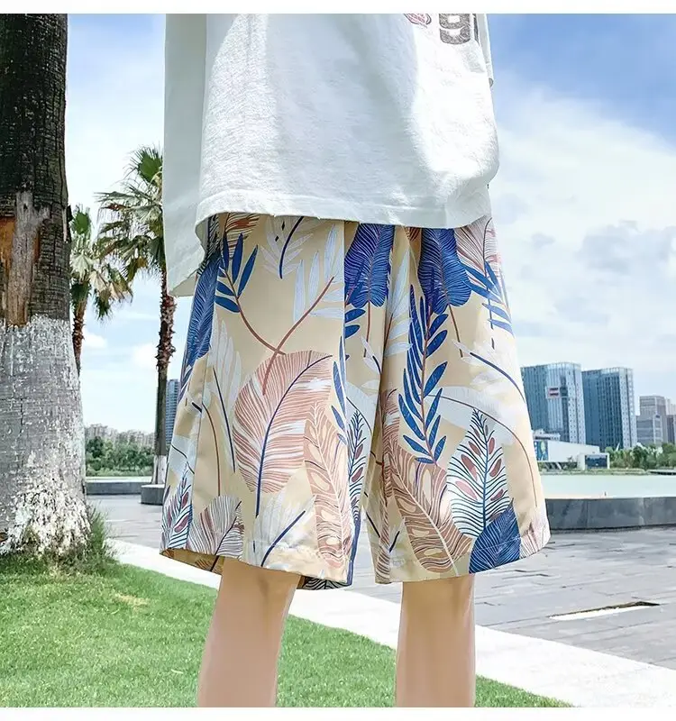 Men Summer Ice Silk Floral Shorts Loose Fit — feature 11