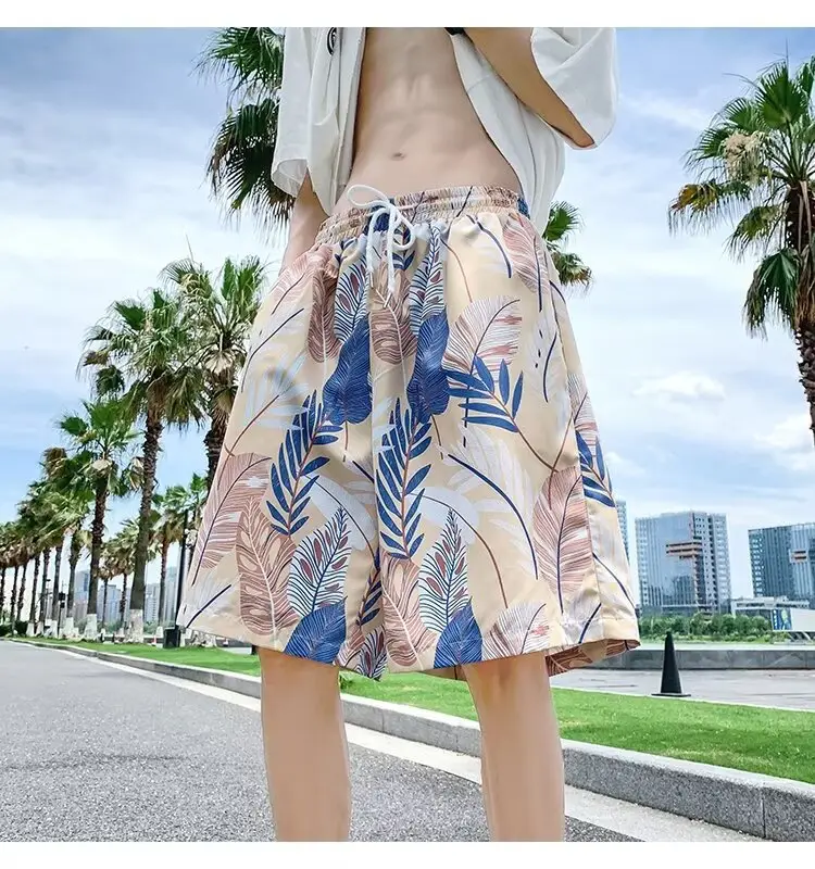Men Summer Ice Silk Floral Shorts Loose Fit — feature 14