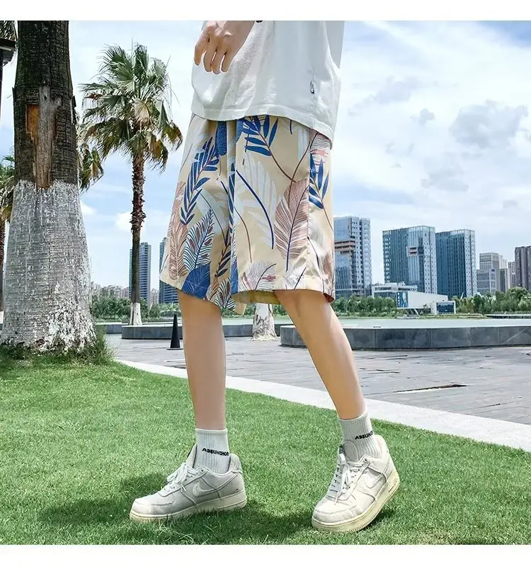 Men Summer Ice Silk Floral Shorts Loose Fit — feature 15