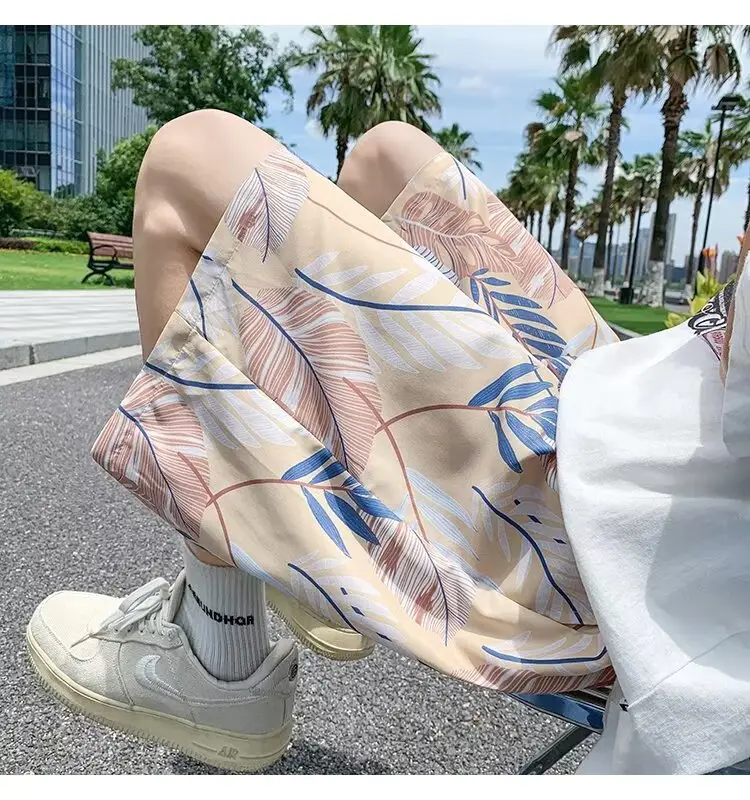 Men Summer Ice Silk Floral Shorts Loose Fit — feature 16