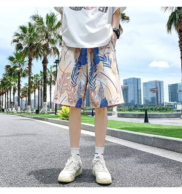 Men Summer Ice Silk Floral Shorts Loose Fit — feature 17