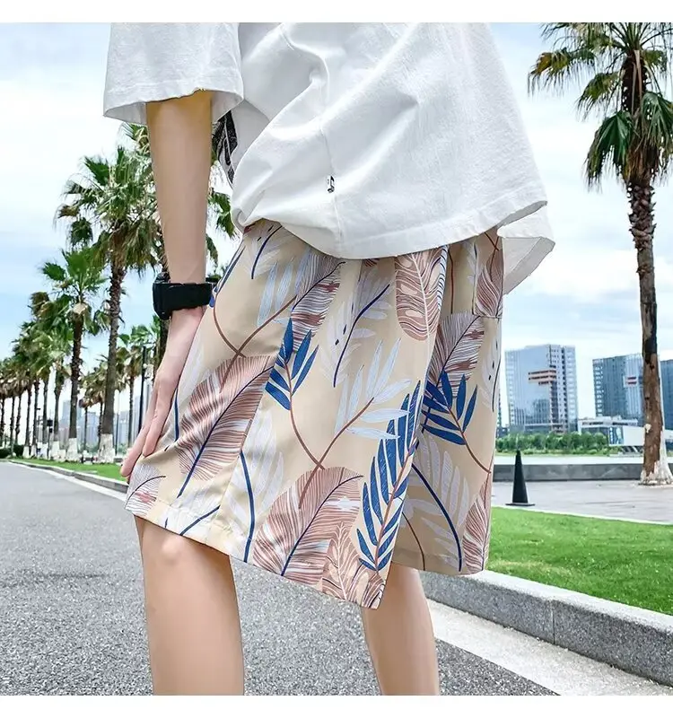 Men Summer Ice Silk Floral Shorts Loose Fit — feature 18