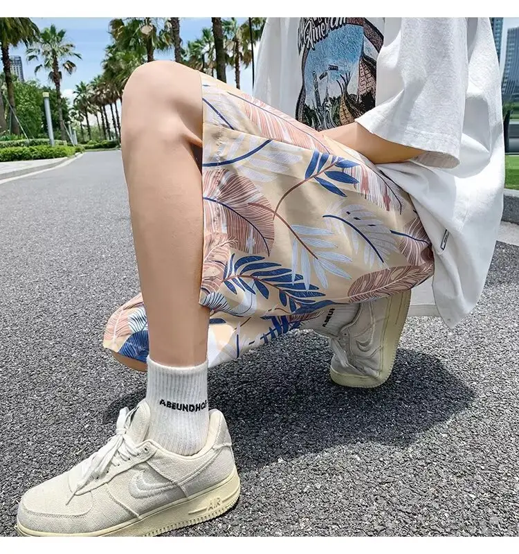Men Summer Ice Silk Floral Shorts Loose Fit — feature 19