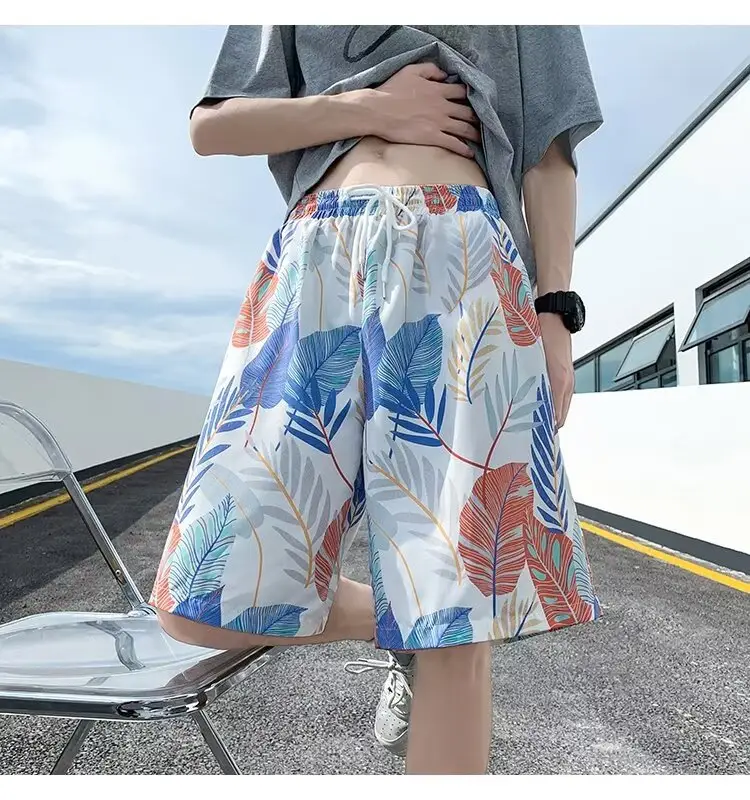 Men Summer Ice Silk Floral Shorts Loose Fit — feature 20