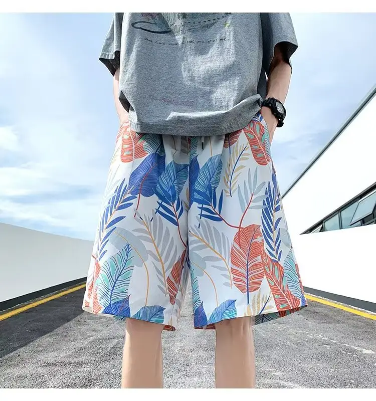 Men Summer Ice Silk Floral Shorts Loose Fit — feature 21