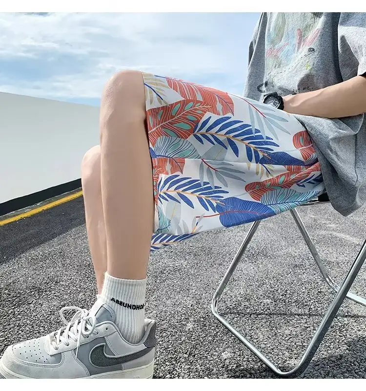 Men Summer Ice Silk Floral Shorts Loose Fit — feature 22