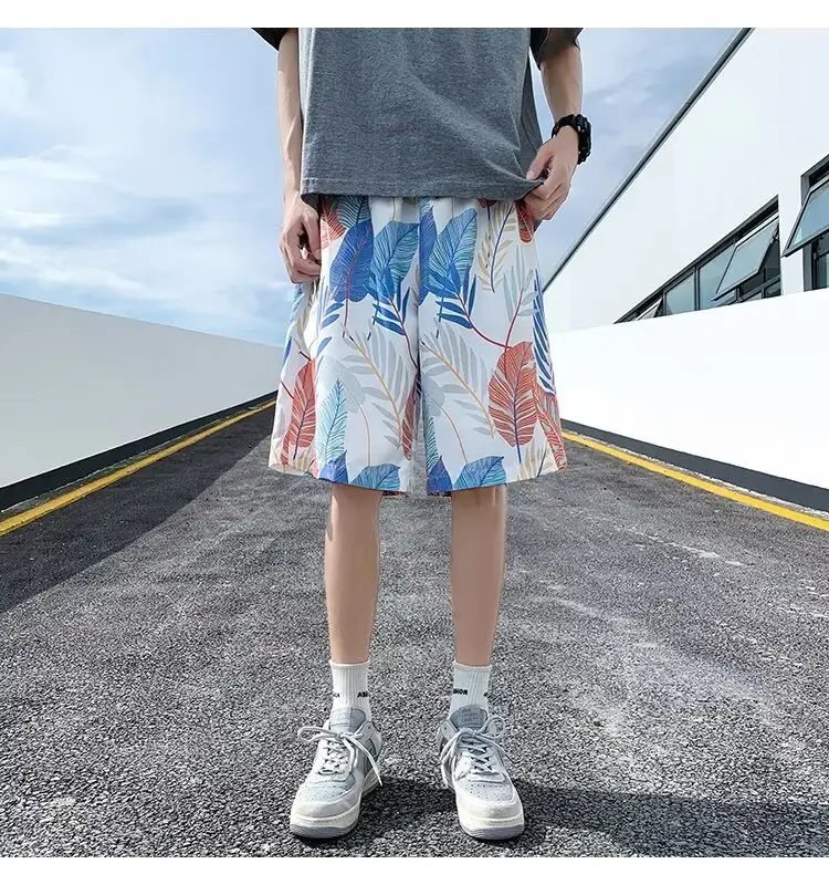 Men Summer Ice Silk Floral Shorts Loose Fit — feature 23