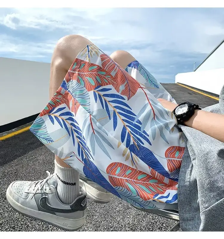 Men Summer Ice Silk Floral Shorts Loose Fit — feature 24