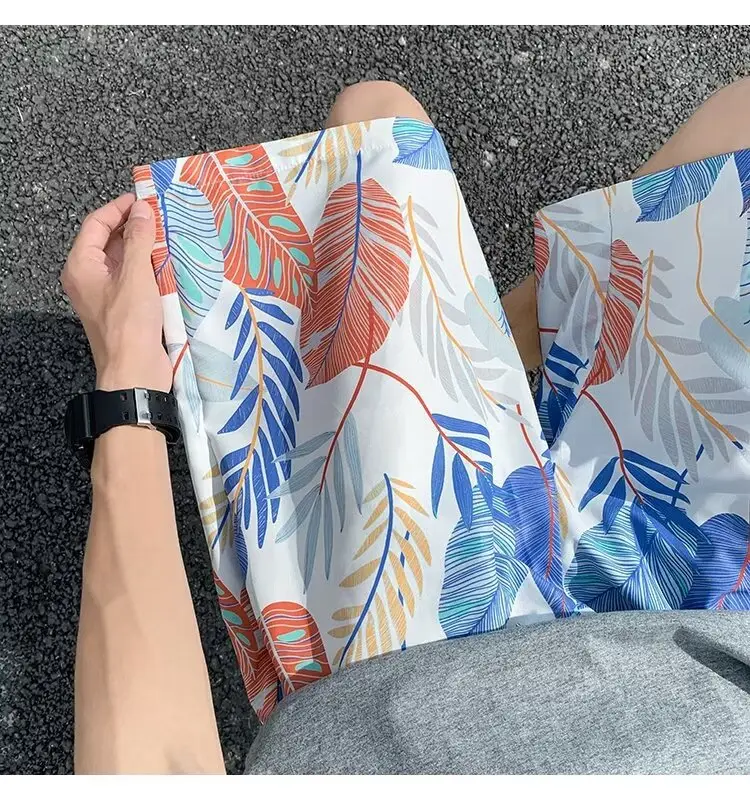 Men Summer Ice Silk Floral Shorts Loose Fit — feature 25