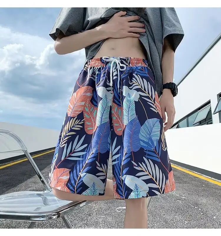 Men Summer Ice Silk Floral Shorts Loose Fit — feature 26