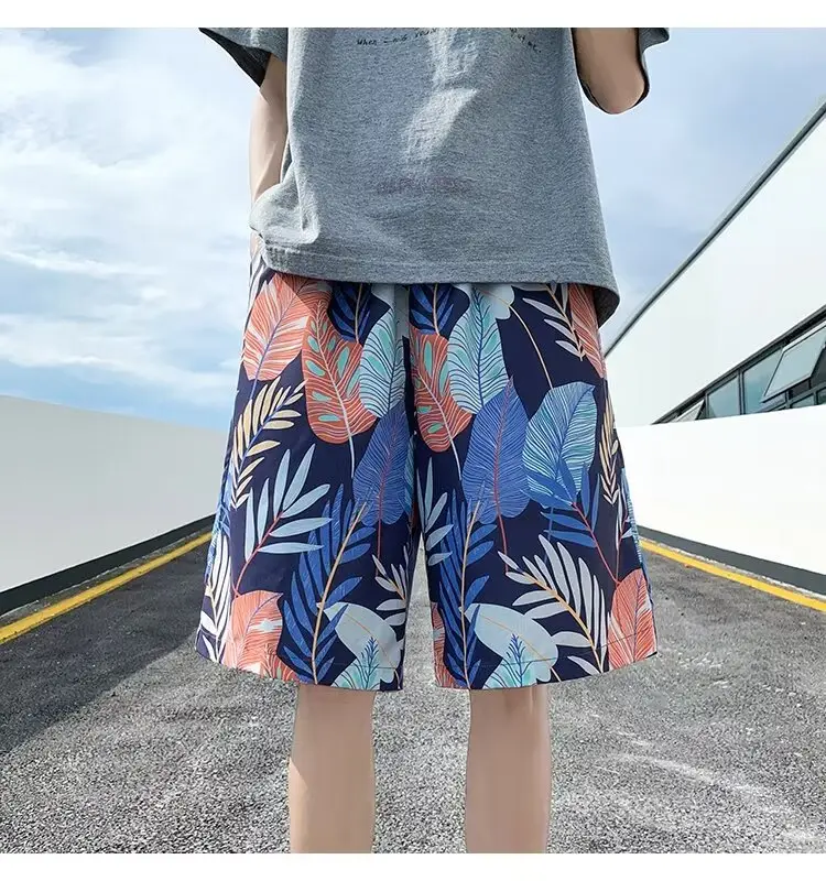 Men Summer Ice Silk Floral Shorts Loose Fit — feature 27