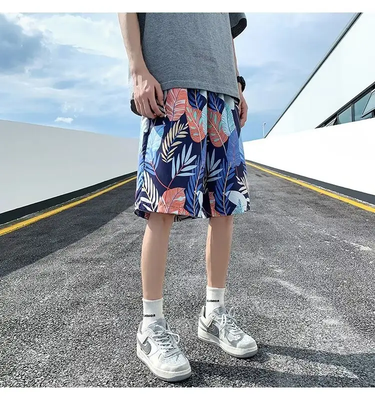 Men Summer Ice Silk Floral Shorts Loose Fit — feature 29