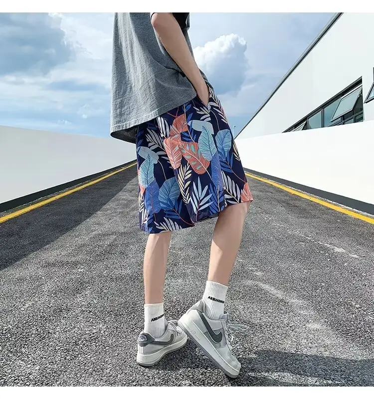 Men Summer Ice Silk Floral Shorts Loose Fit — feature 30