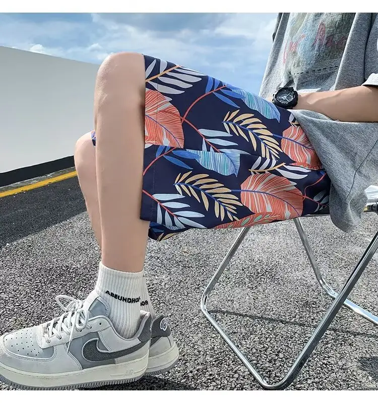 Men Summer Ice Silk Floral Shorts Loose Fit — feature 31