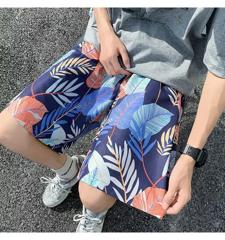Men Summer Ice Silk Floral Shorts Loose Fit — feature 32