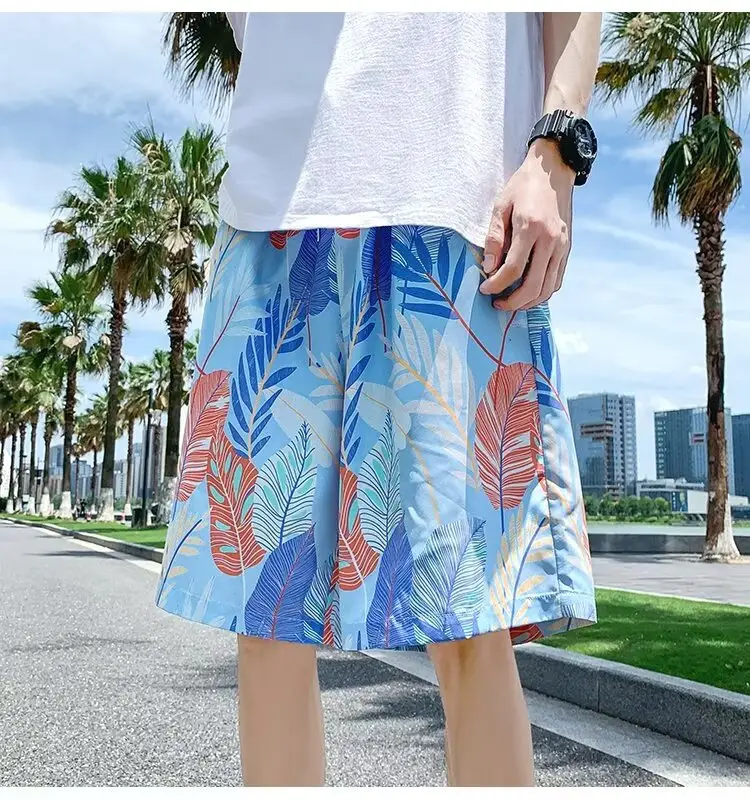 Men Summer Ice Silk Floral Shorts Loose Fit — feature 33