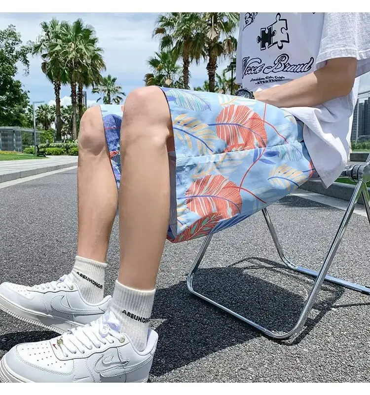 Men Summer Ice Silk Floral Shorts Loose Fit — feature 36