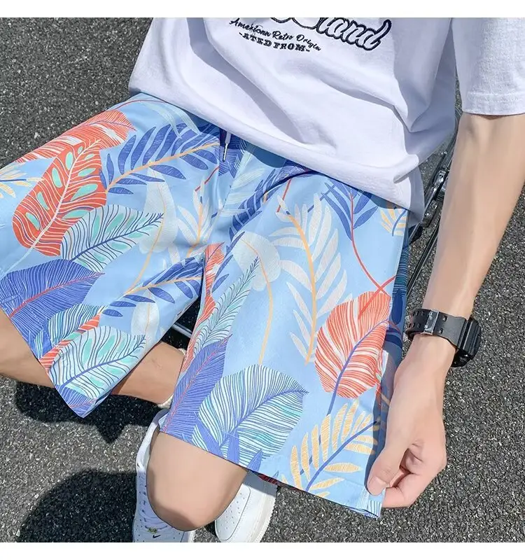 Men Summer Ice Silk Floral Shorts Loose Fit — feature 38