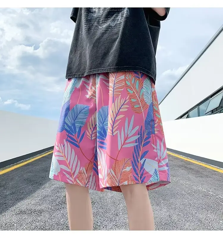 Men Summer Ice Silk Floral Shorts Loose Fit — feature 39