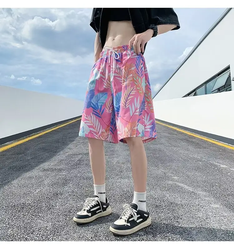 Men Summer Ice Silk Floral Shorts Loose Fit — feature 40