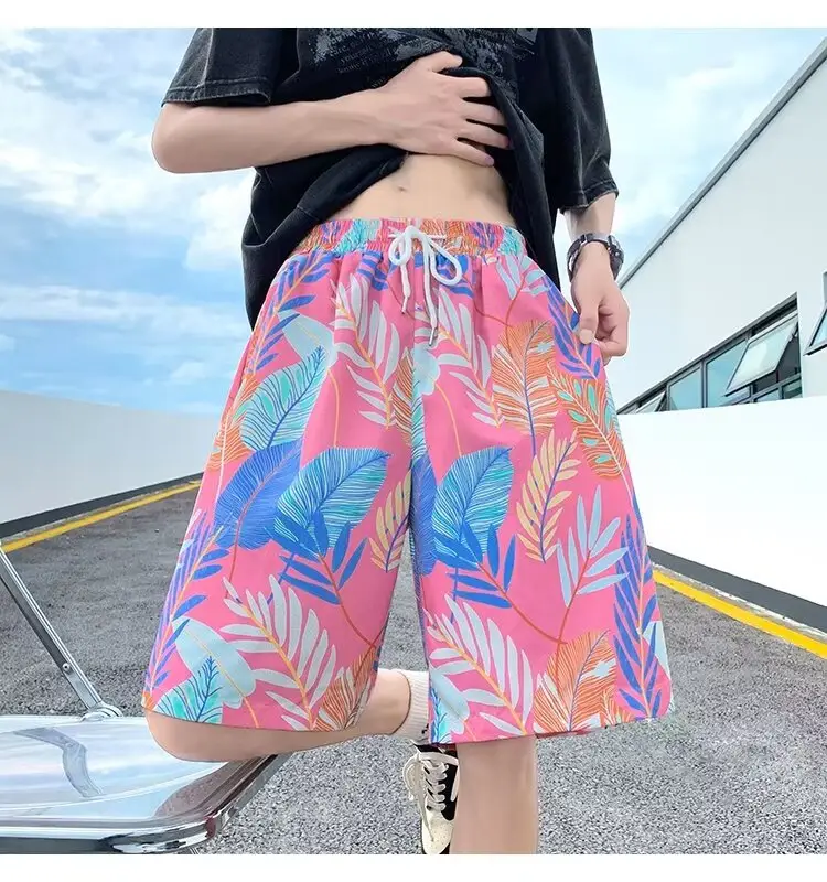 Men Summer Ice Silk Floral Shorts Loose Fit — feature 41