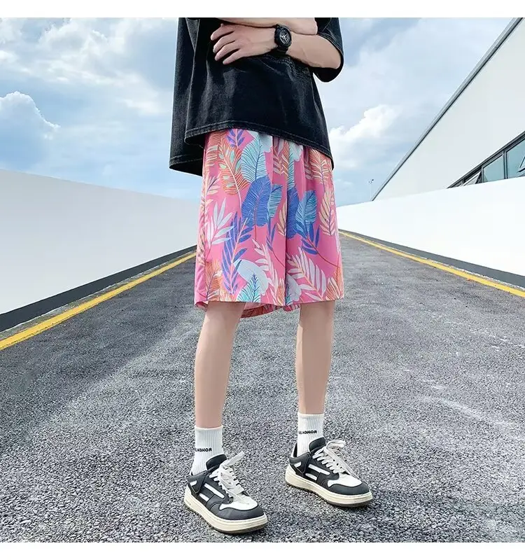 Men Summer Ice Silk Floral Shorts Loose Fit — feature 44