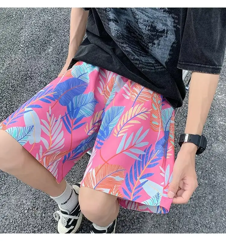 Men Summer Ice Silk Floral Shorts Loose Fit — feature 45
