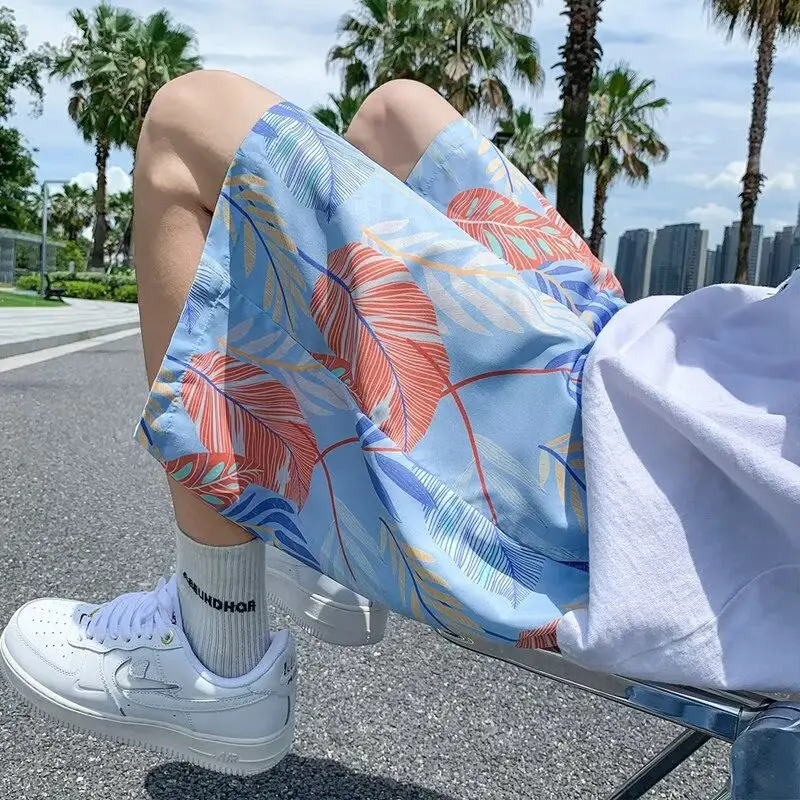 Men Summer Ice Silk Floral Shorts Loose Fit — feature 5
