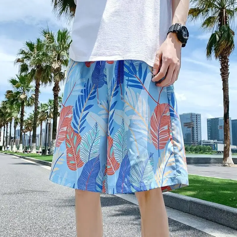 Men Summer Ice Silk Floral Shorts Loose Fit — feature 9