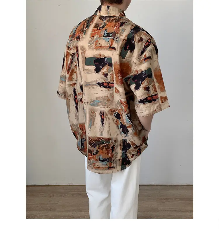 Men's Camo Printed Ice Silk Shirt Short Sleeve Summer — feature 16