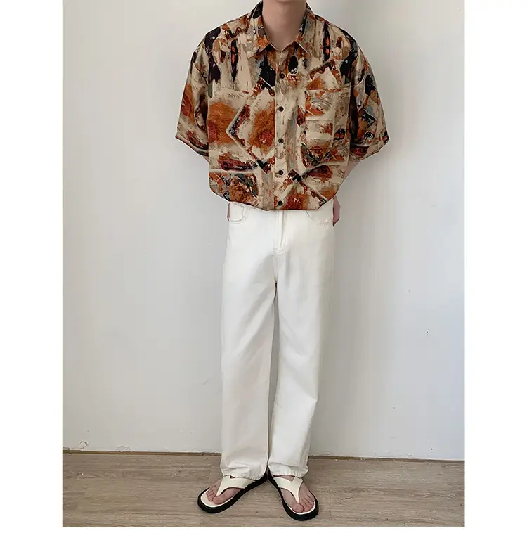 Men's Camo Printed Ice Silk Shirt Short Sleeve Summer — feature 20