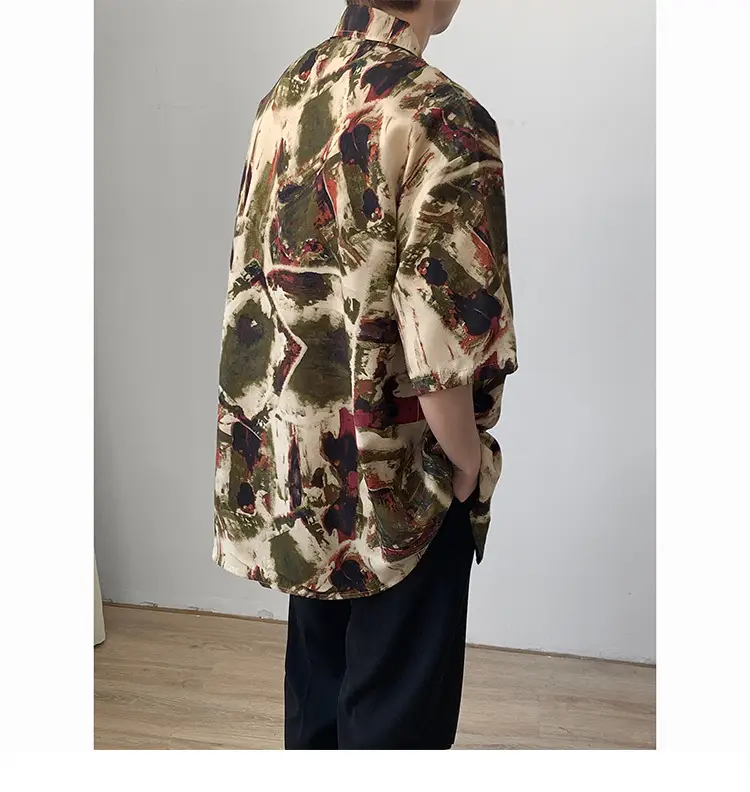 Men's Camo Printed Ice Silk Shirt Short Sleeve Summer — feature 7