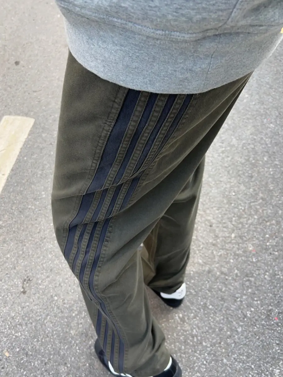 Men's Cleanfit Army Green Striped Knee-Length Trousers