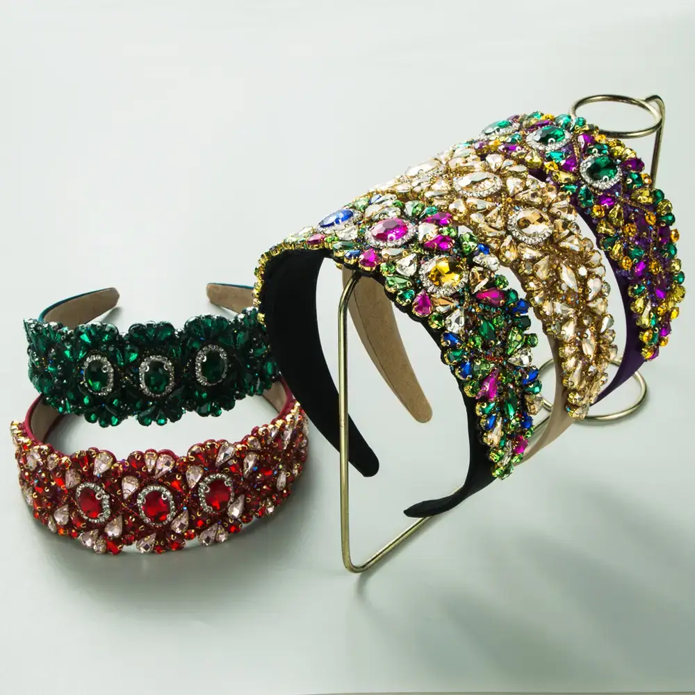 Green Rhinestone Hoop Headband for Women 38cm - Image 6