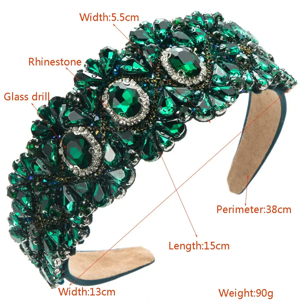 Green Rhinestone Hoop Headband for Women 38cm - Image 7