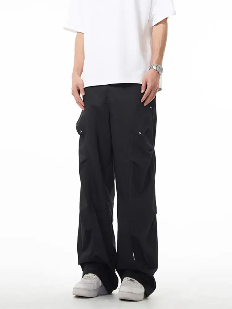 Men's Green Army Style Wrinkled Cargo Pants - Image 5