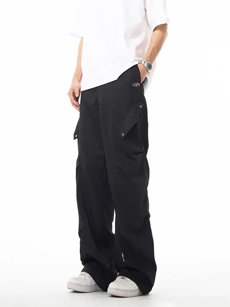 Men's Green Army Style Wrinkled Cargo Pants - Image 6
