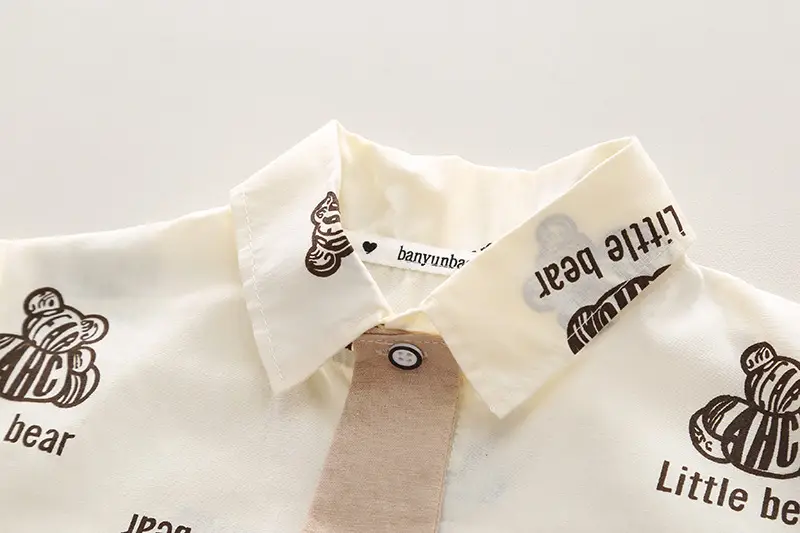 Children Cotton Short Sleeve T-Shirt Suit Beige Summer — feature 5
