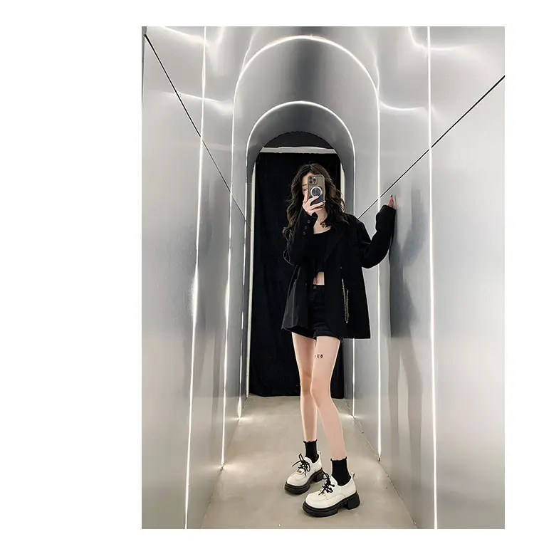 Lace-up muffin thick-soled loafers women's wholesale new spring high heel lock black small leather shoes comfortable all-match — feature 17